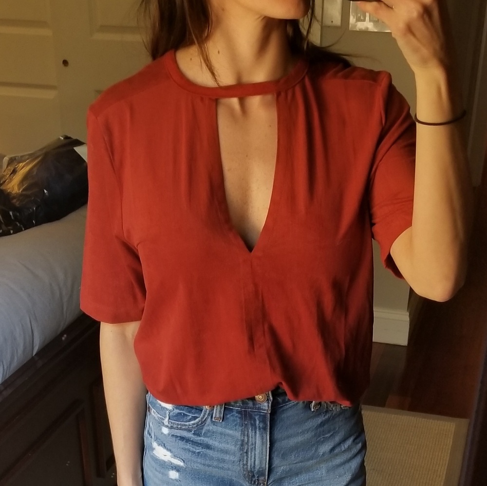 Burnt orange Suede Top, Sz S